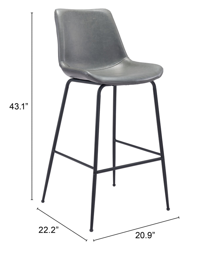 Zuo Byron Barstool Gray
