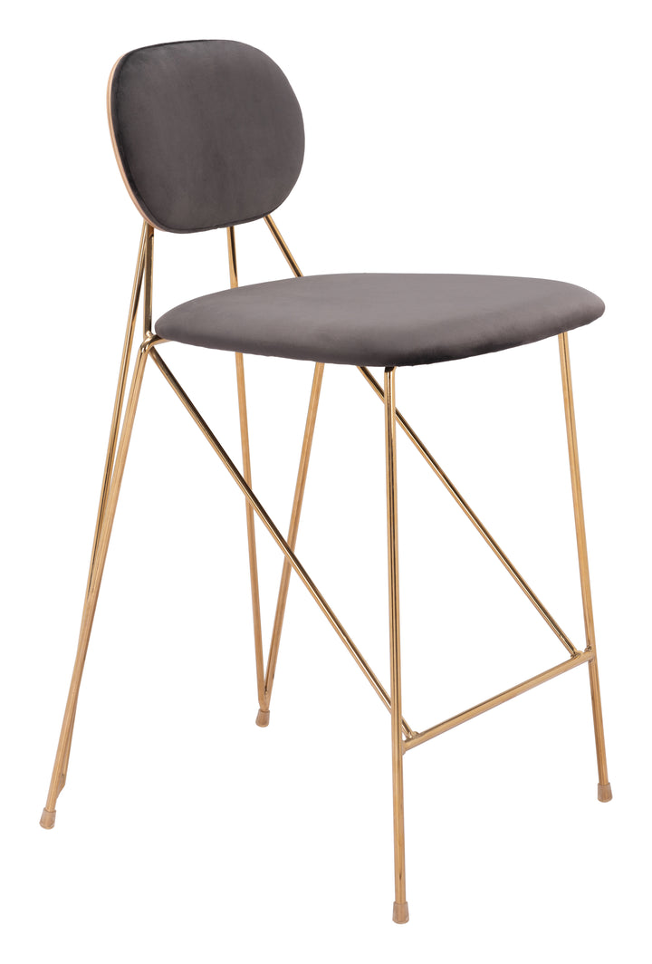 Zuo Georges Counter Stool (Set of 2) Gray & Gold