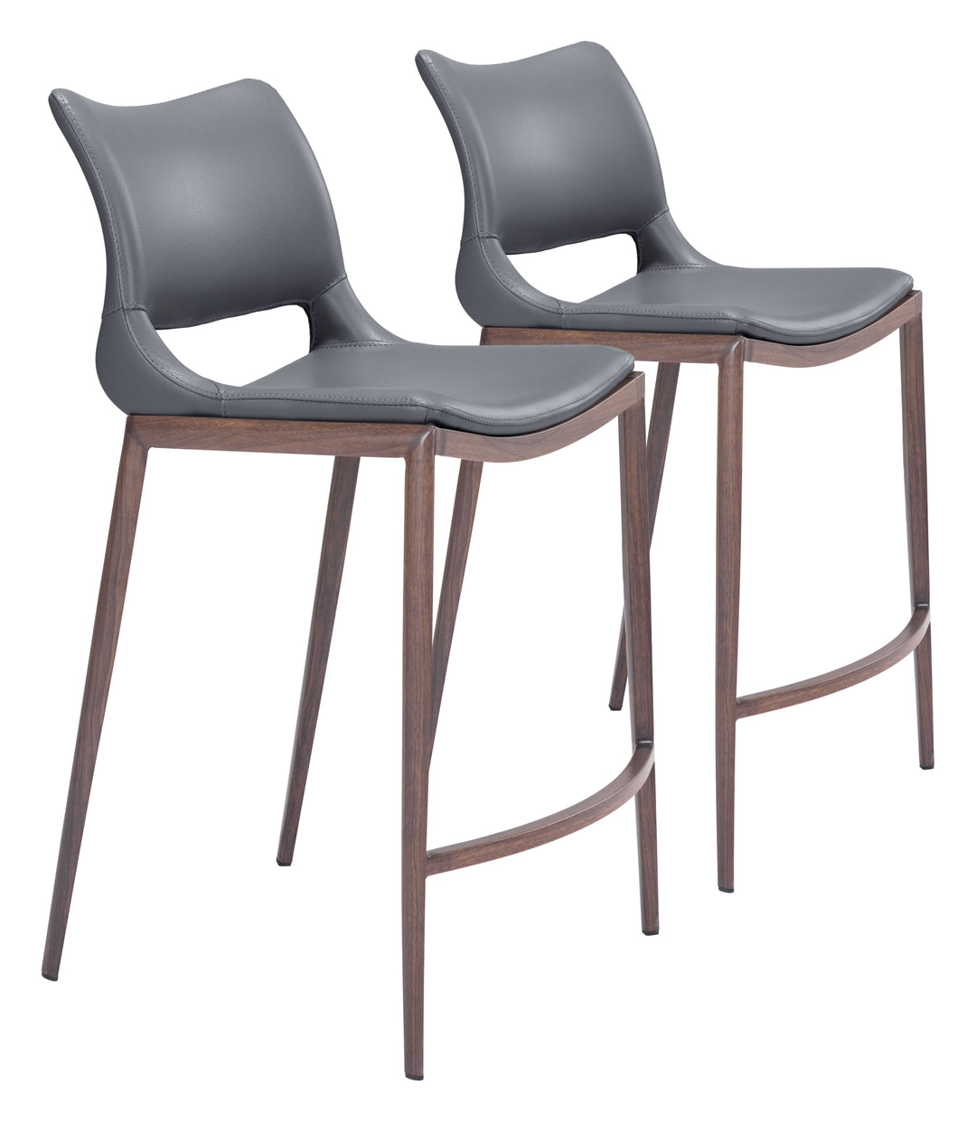 Zuo Ace Counter Stool (Set of 2) Dark Gray & Walnut