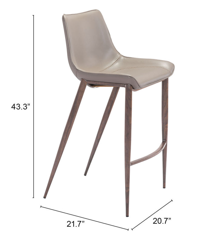 Zuo Magnus Barstool (Set of 2) Brown & Walnut