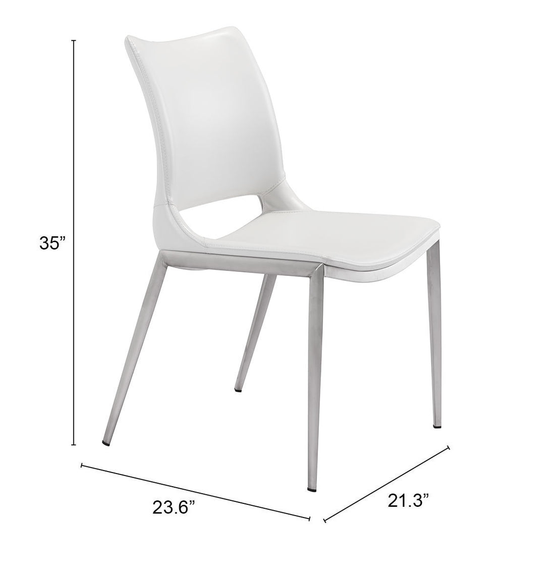Zuo Ace Dining Chair (Set of 2) White & Silver