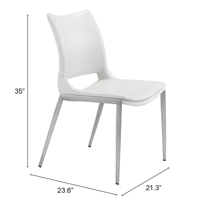 Zuo Ace Dining Chair (Set of 2) White & Silver