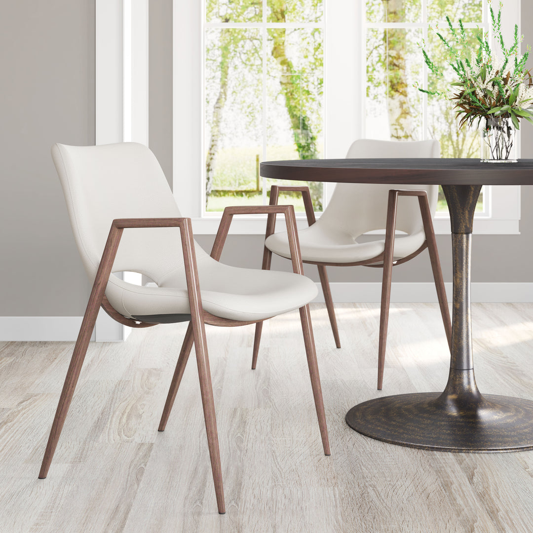 Zuo Desi Dining Chair (Set of 2) Beige & Walnut
