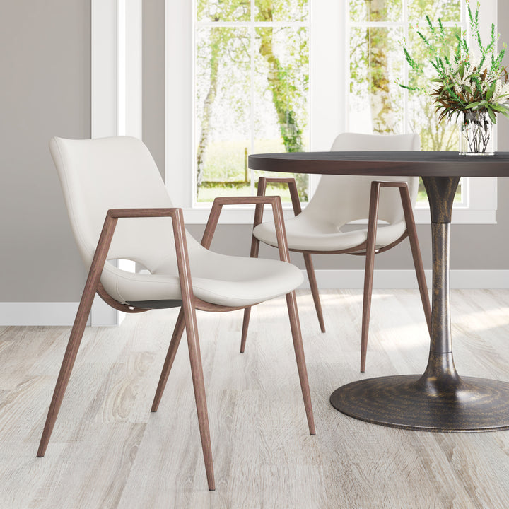 Zuo Desi Dining Chair (Set of 2) Beige & Walnut