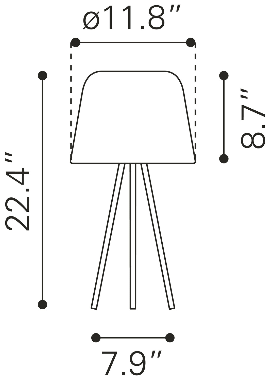 Zuo Mozzi Table Lamp Gray & Black