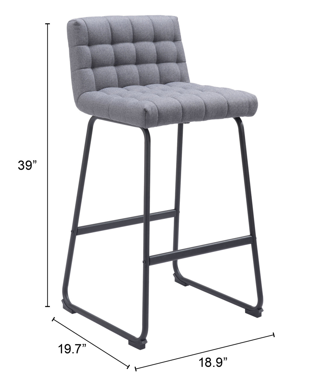 Zuo Pago Barstool (Set of 2) Gray