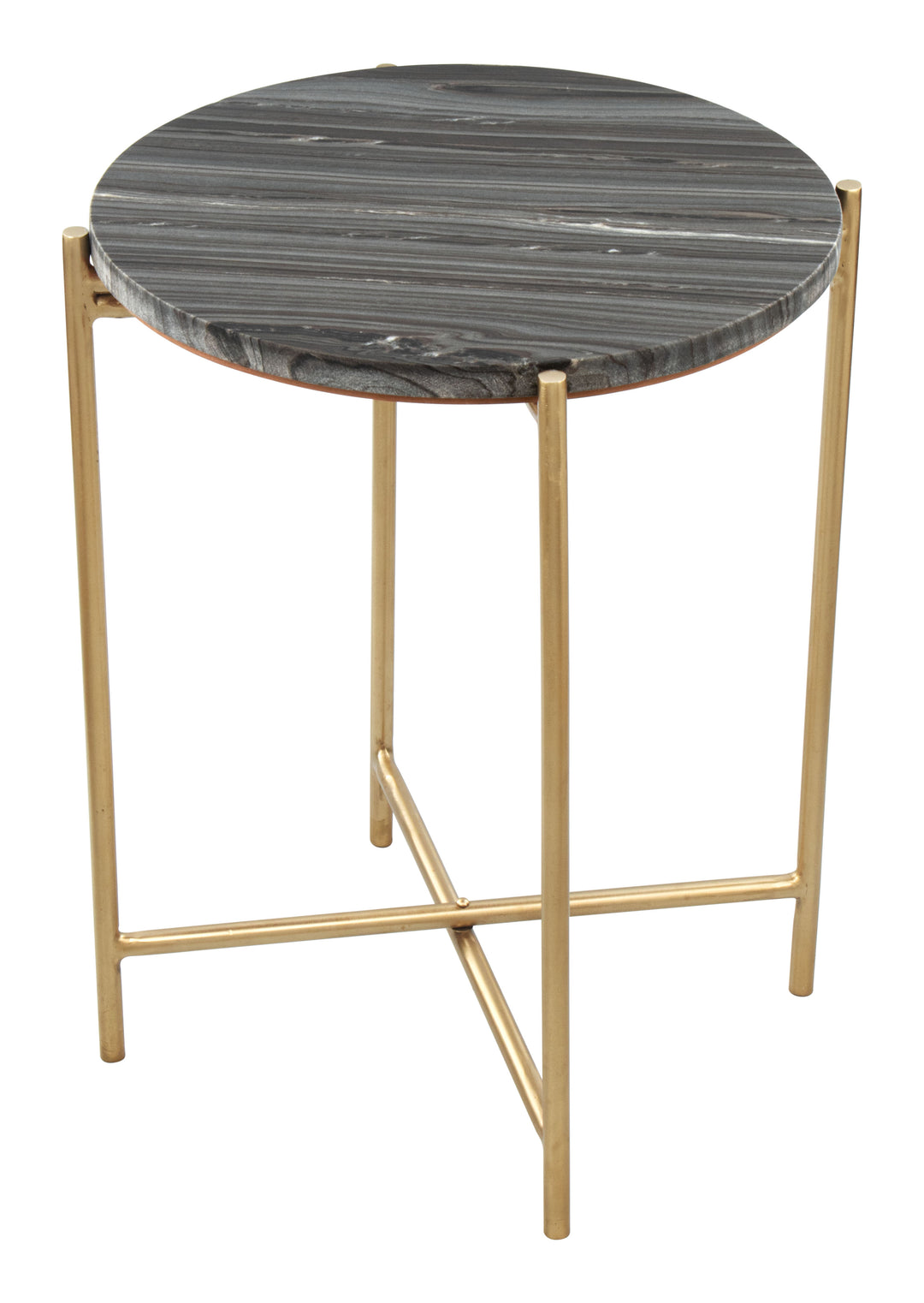 Zuo David Side Table Gray & Gold