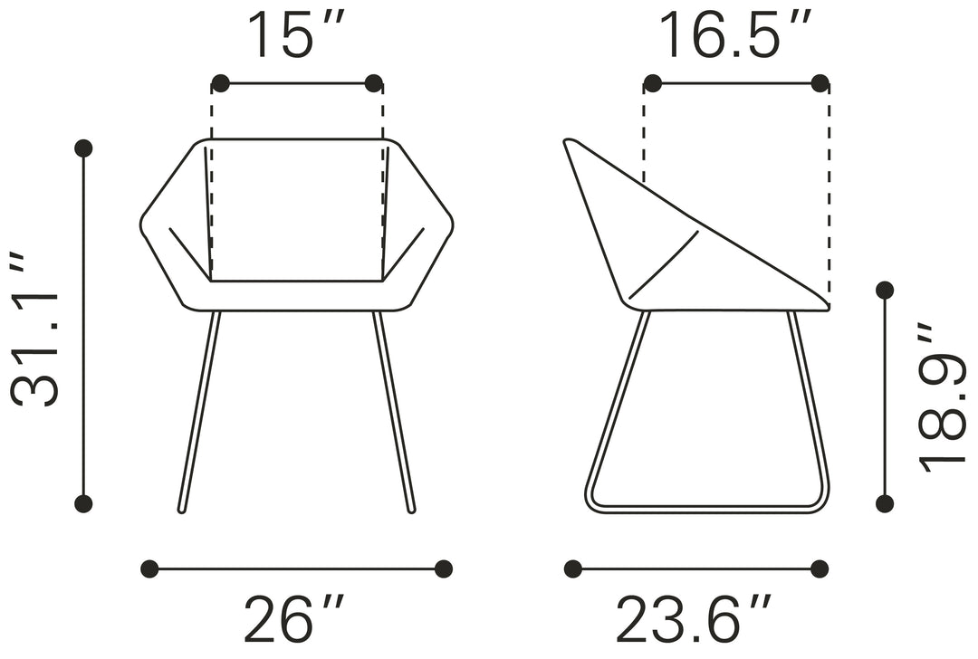 Zuo Miguel Dining Chair (Set of 2) White