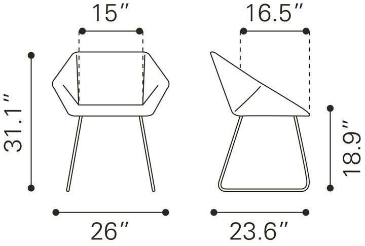 Zuo Miguel Dining Chair (Set of 2) White