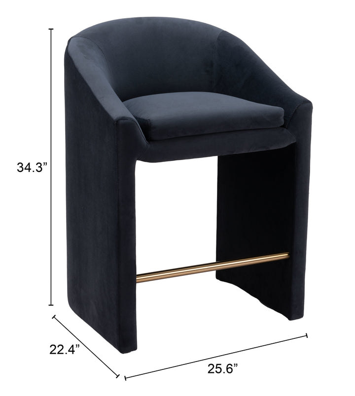 Zuo Emas Counter Stool Midnight Gray