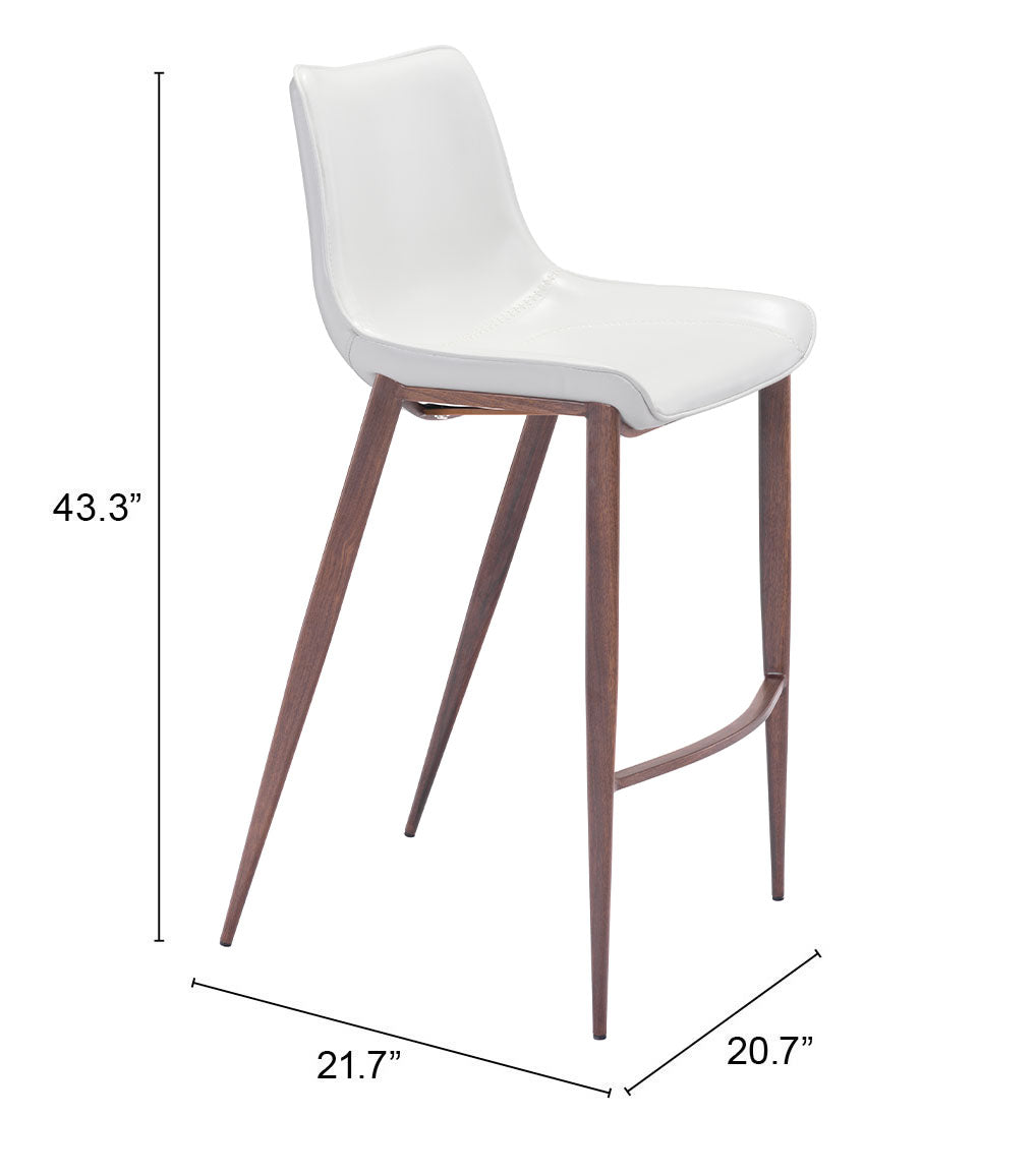 Zuo Magnus Barstool (Set of 2) White & Walnut