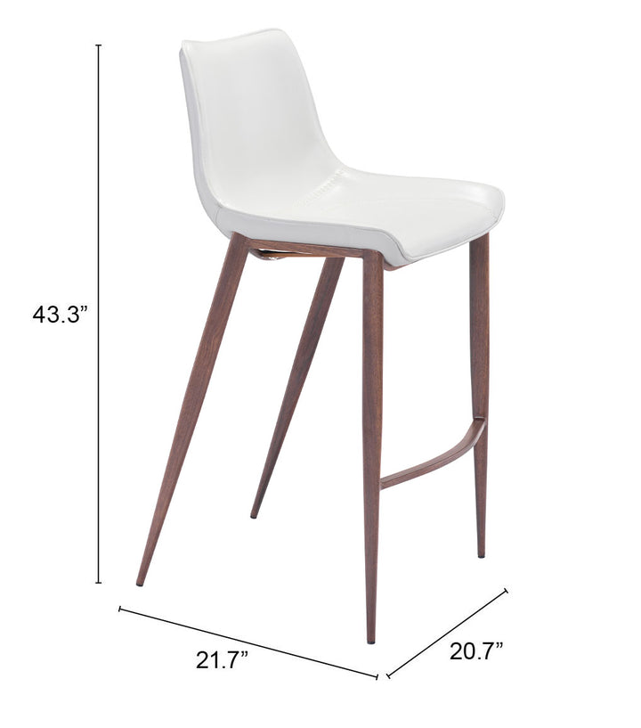 Zuo Magnus Barstool (Set of 2) White & Walnut