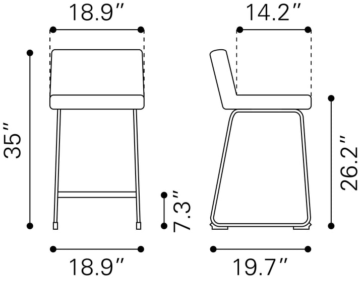 Zuo Pago Counter Stool (Set of 2) Black