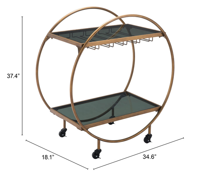 Zuo Arc Bar Cart Brass & Black