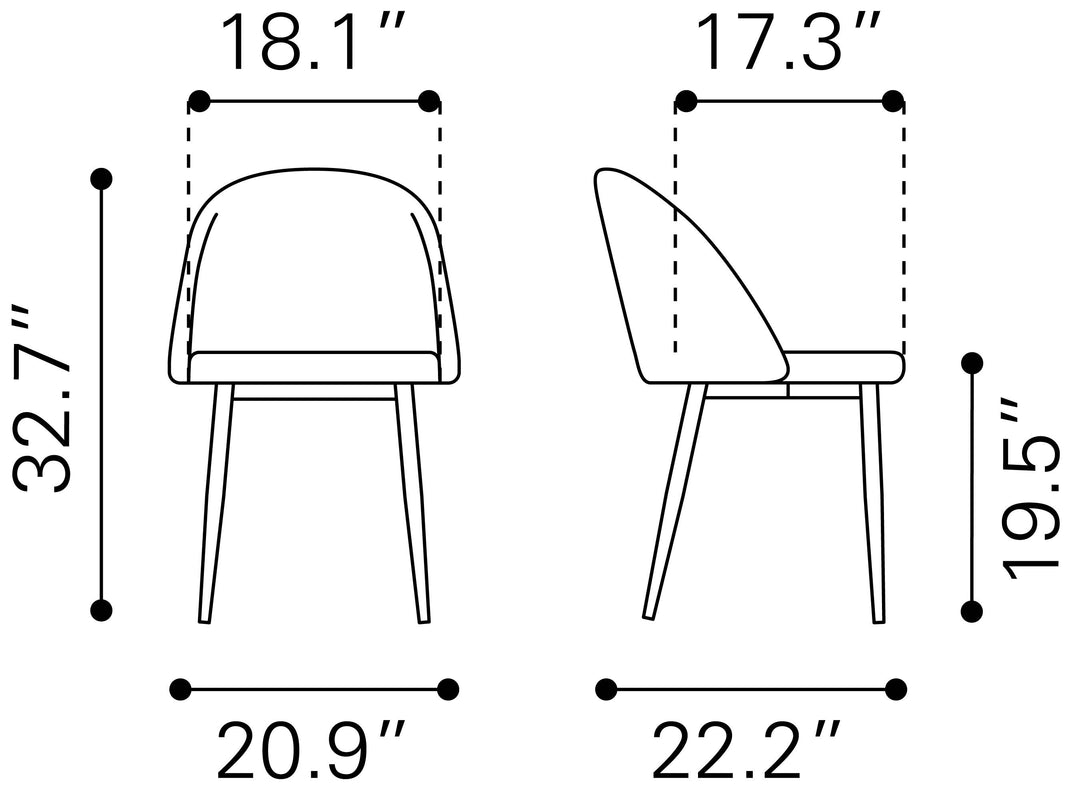 Zuo Cozy Dining Chair (Set of 2) Black & Gold