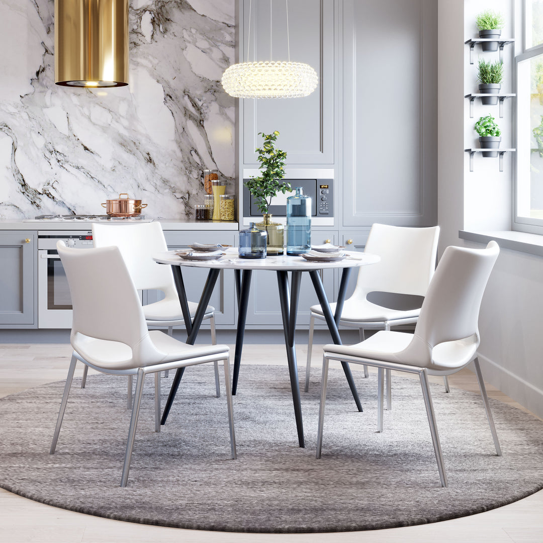 Zuo Ace Dining Chair (Set of 2) White & Silver