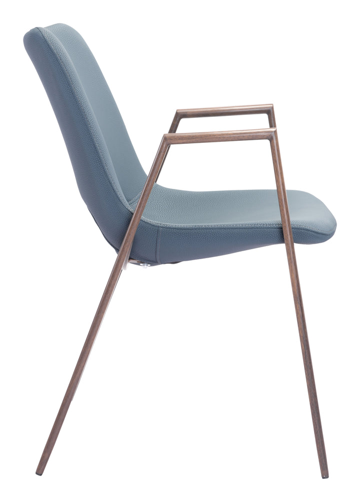Zuo Desi Dining Chair (Set of 2) Azure Gray & Walnut