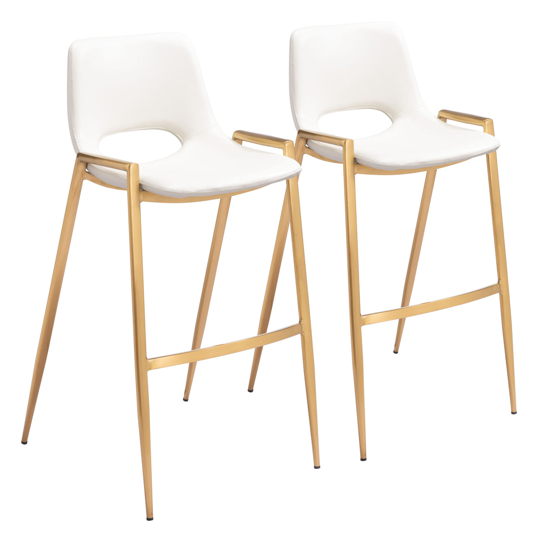 Zuo Desi Barstool (Set of 2) White & Gold