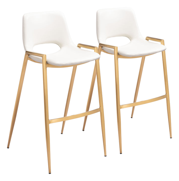 Zuo Desi Barstool (Set of 2) White & Gold