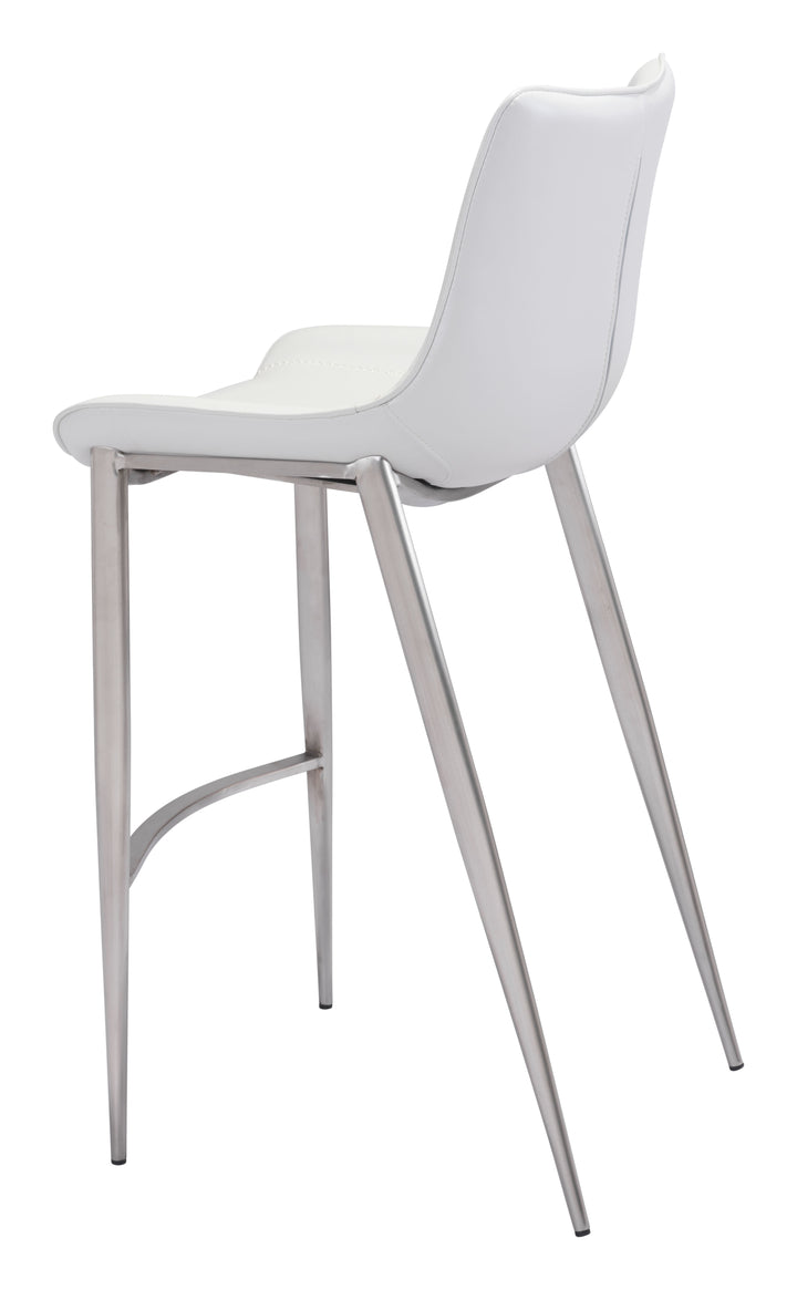 Zuo Magnus Barstool (Set of 2) White & Silver