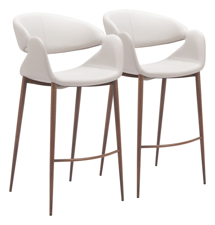 Zuo Limay Barstool (Set of 2) Beige & Walnut