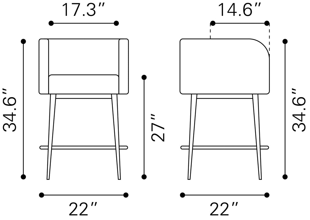 Zuo Horbat Counter Stool (Set of 2) Black