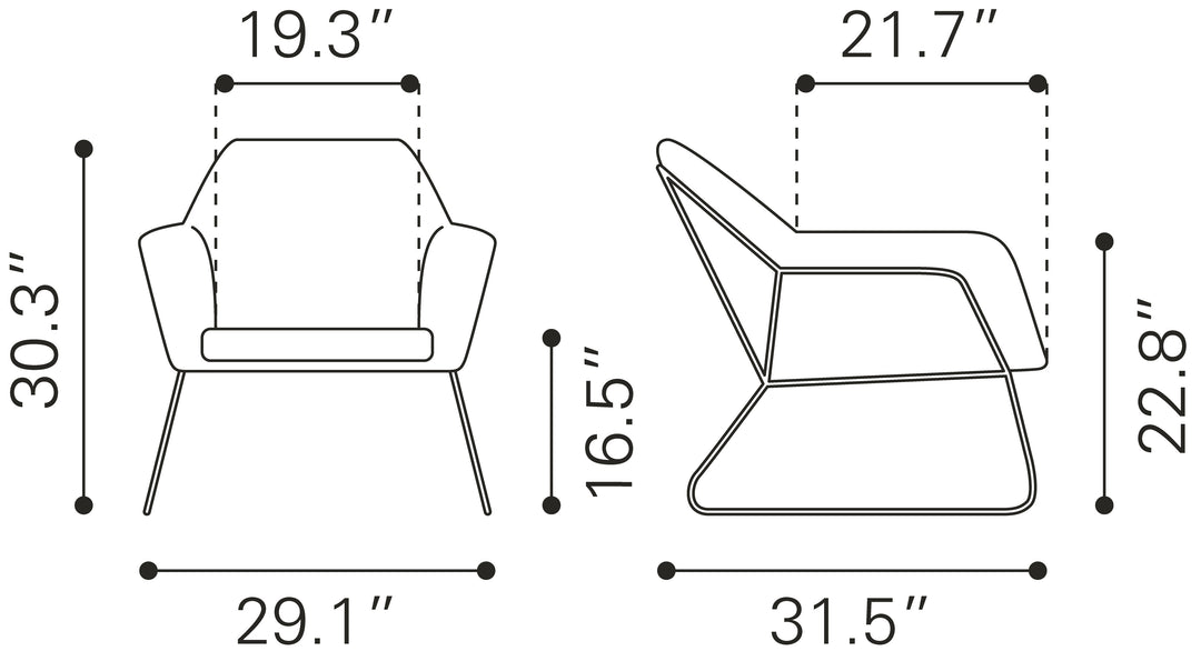 Zuo Jose Accent Chair Brown