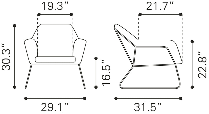 Zuo Jose Accent Chair Brown