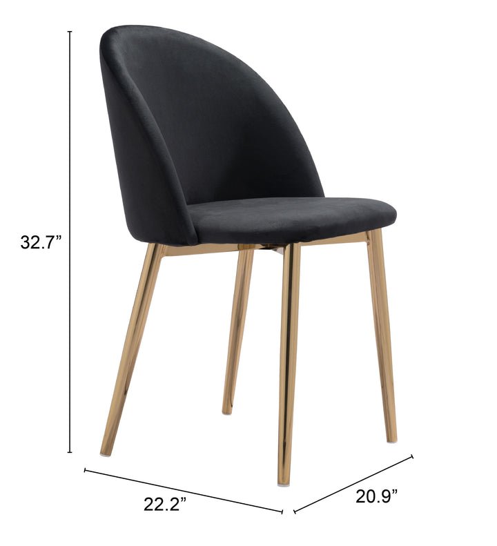 Zuo Cozy Dining Chair (Set of 2) Black & Gold