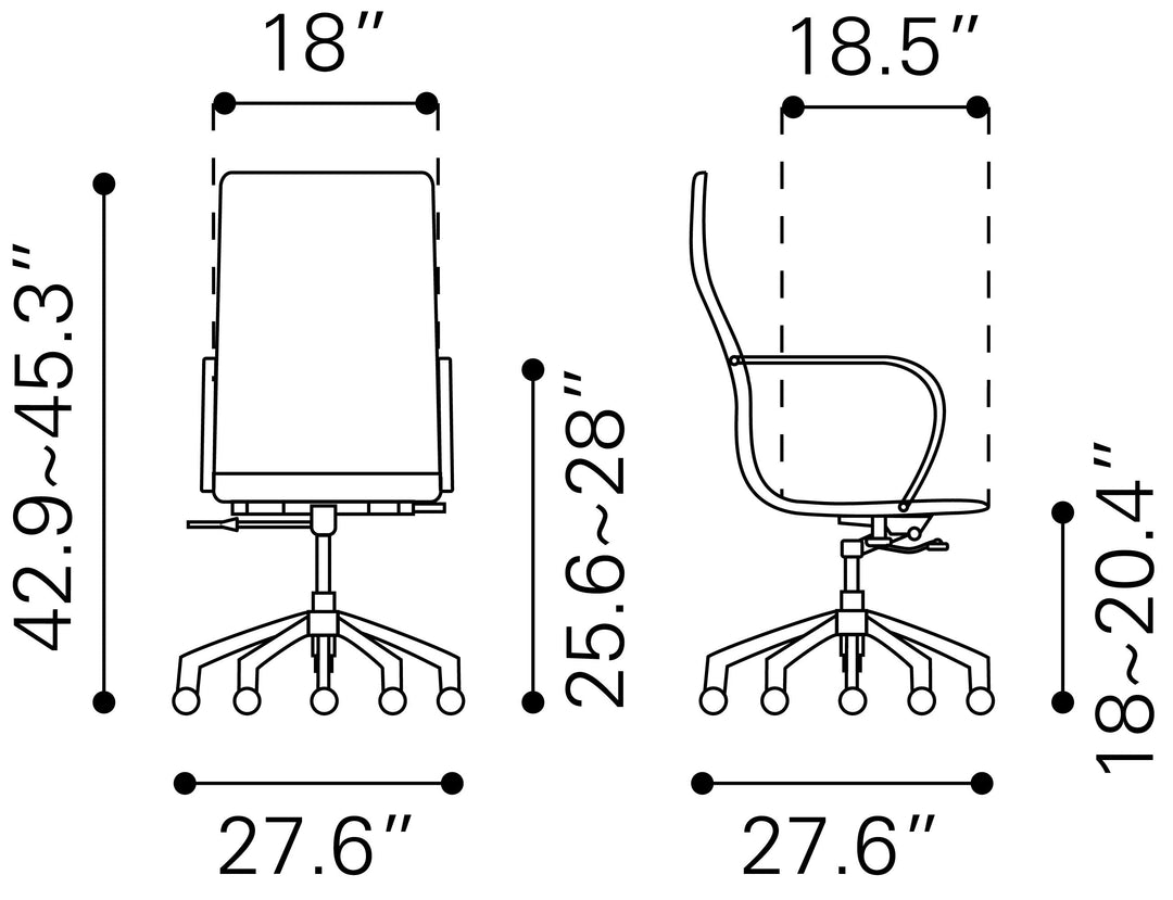 Zuo Glider High Back Office Chair Taupe