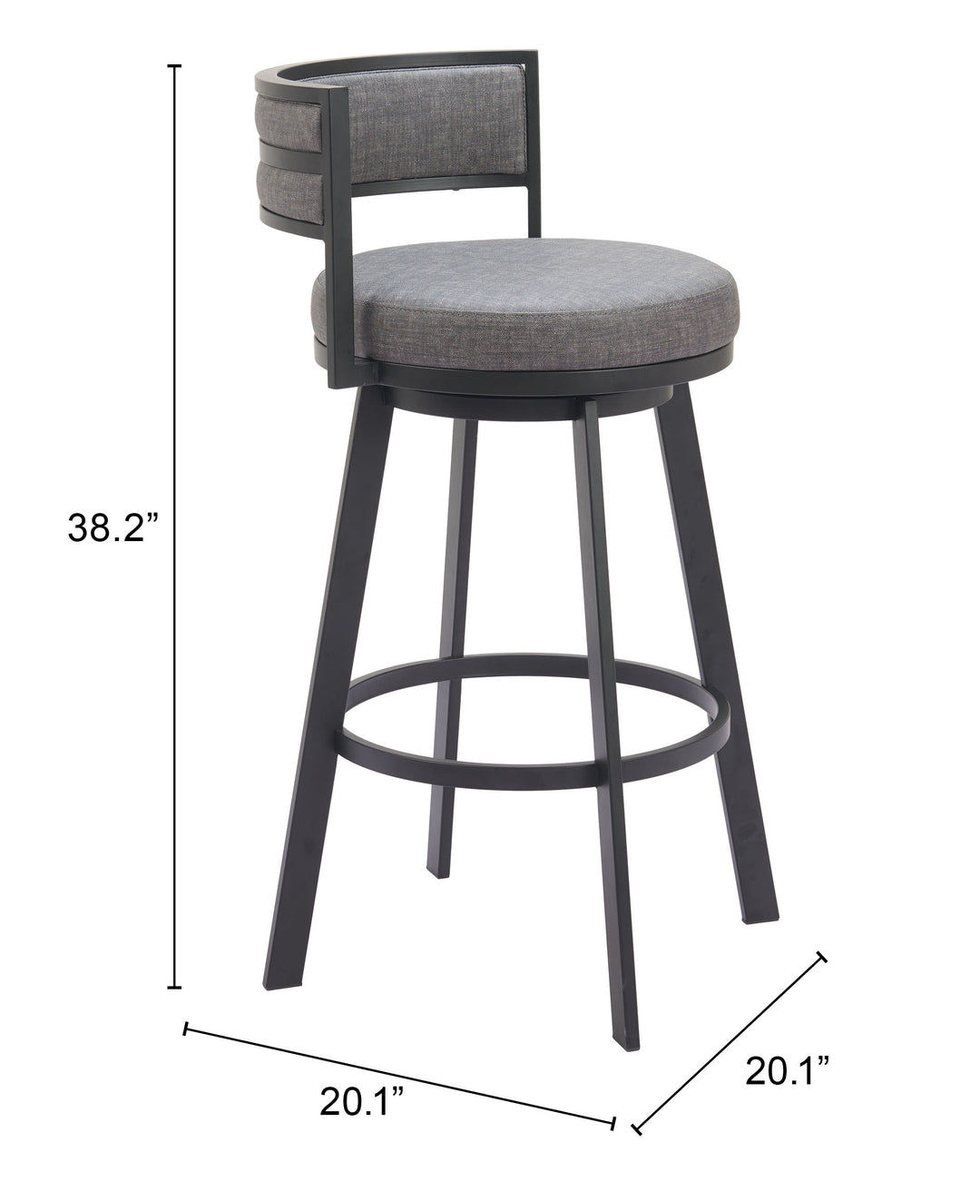 Zuo Gimsby Swivel Barstool Gray