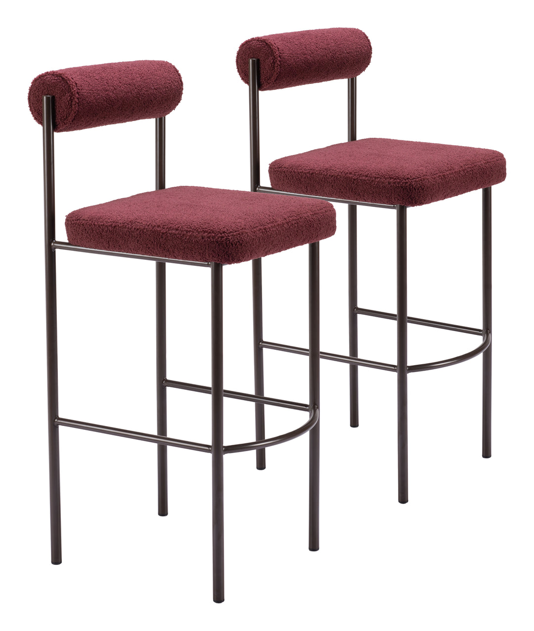 Zuo Livorno Barstool (Set of 2) Red & Bronze