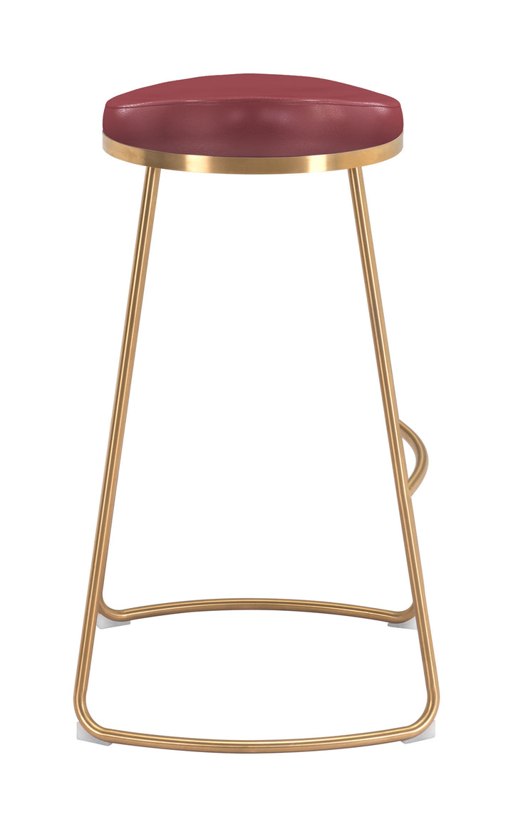 Zuo Bree Barstool (Set of 2) Burgundy & Gold
