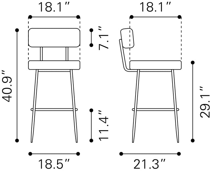 Zuo Blanca Barstool (Set of 2) Ivory