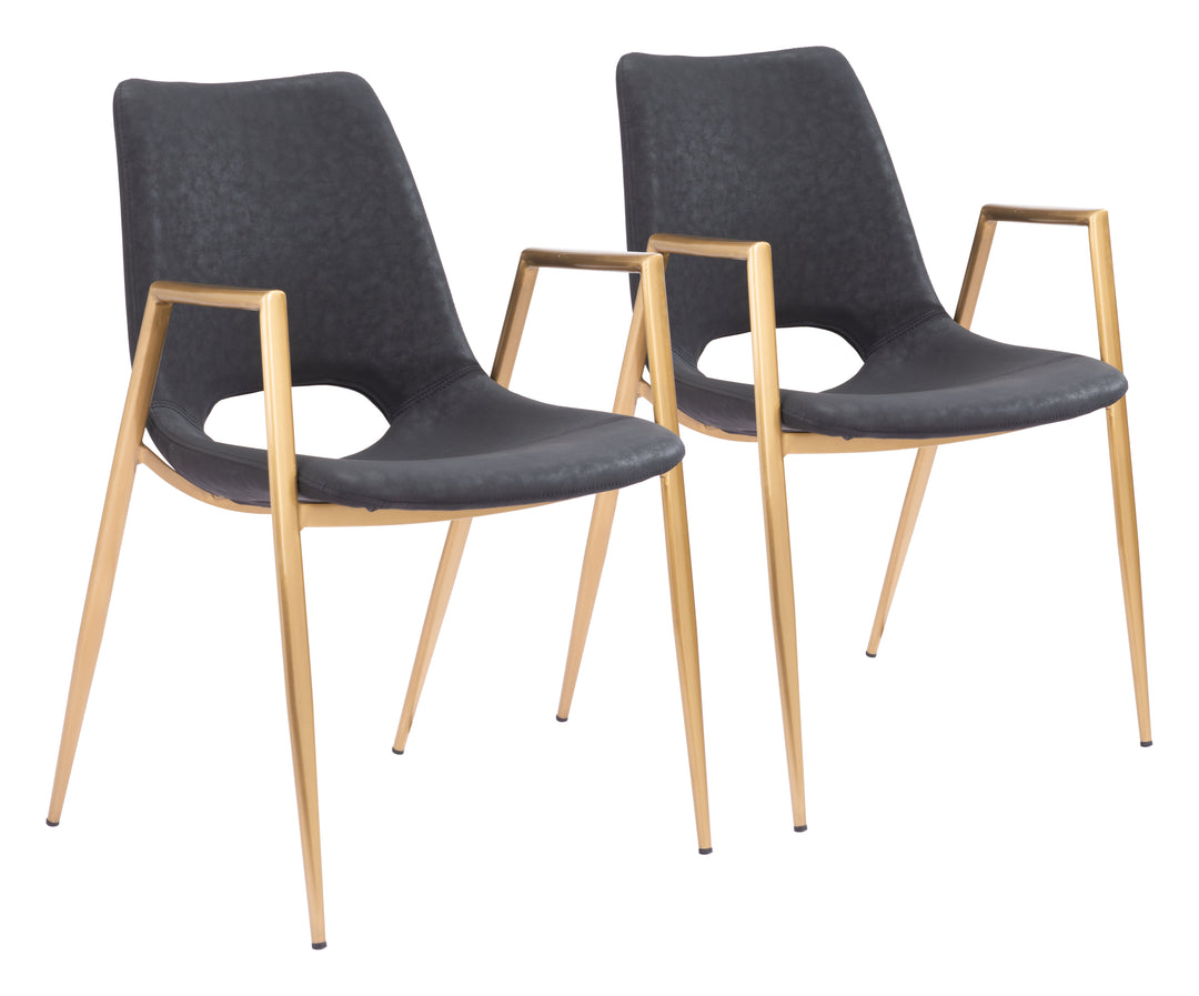 Zuo Desi Dining Chair (Set of 2) Black & Gold