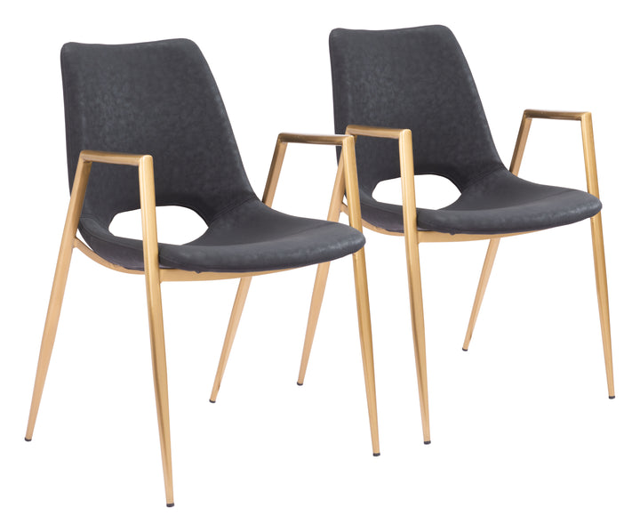 Zuo Desi Dining Chair (Set of 2) Black & Gold