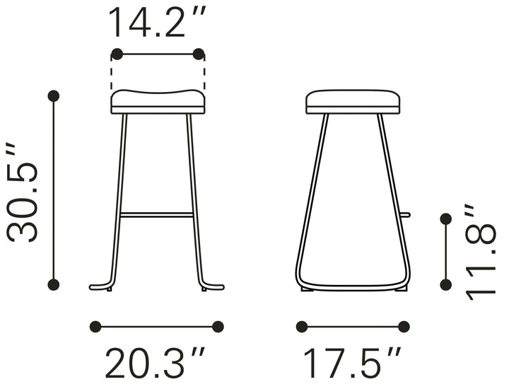 Zuo Bree Barstool (Set of 2) White & Gold