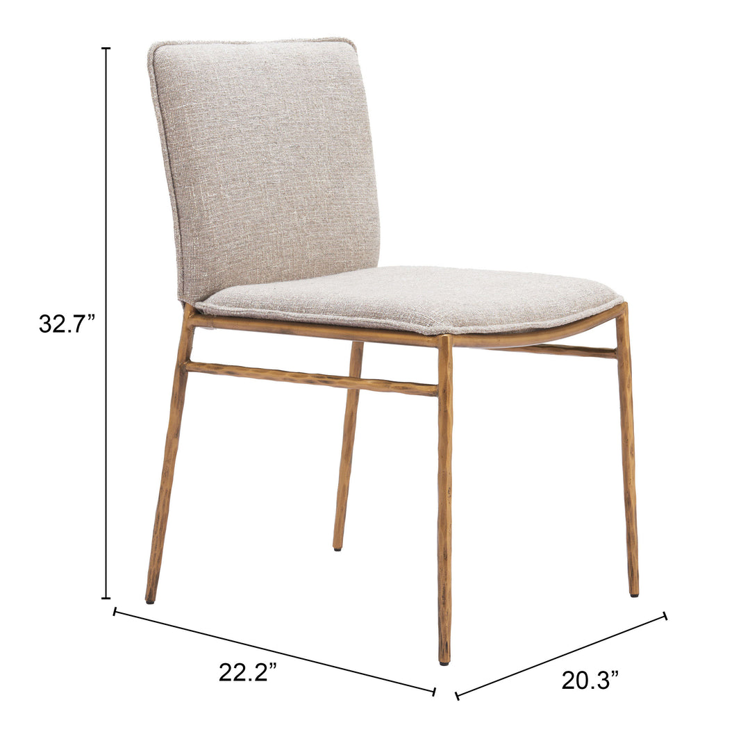 Zuo Nordvest Dining Chair Beige & Gold