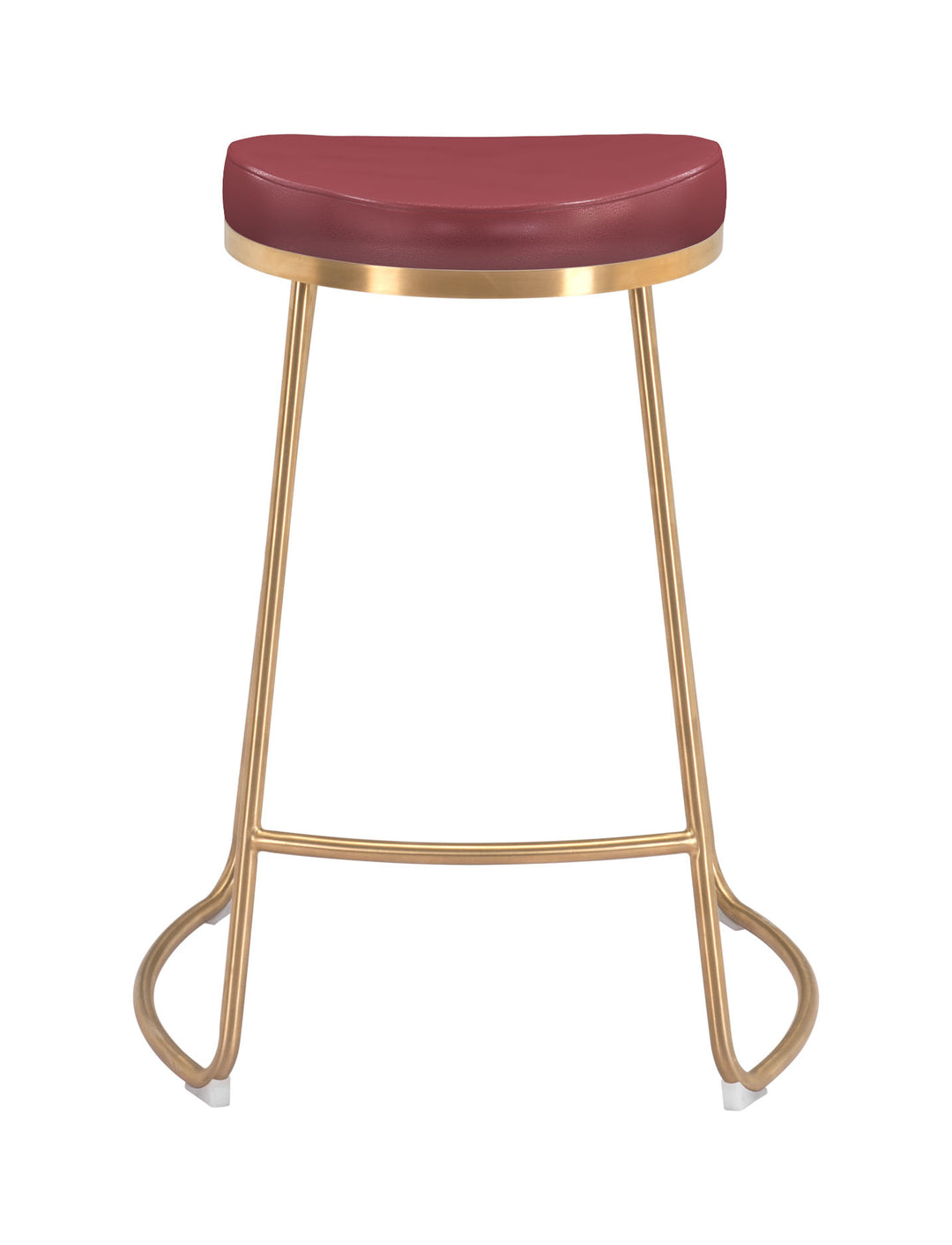 Zuo Bree Counter Stool (Set of 2) Burgundy & Gold
