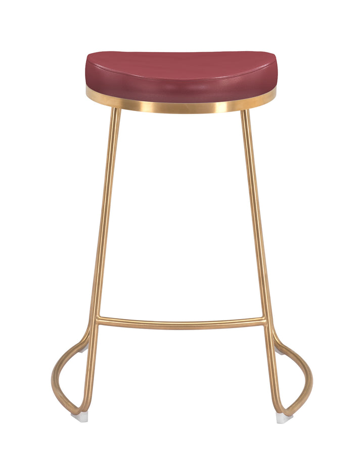 Zuo Bree Counter Stool (Set of 2) Burgundy & Gold