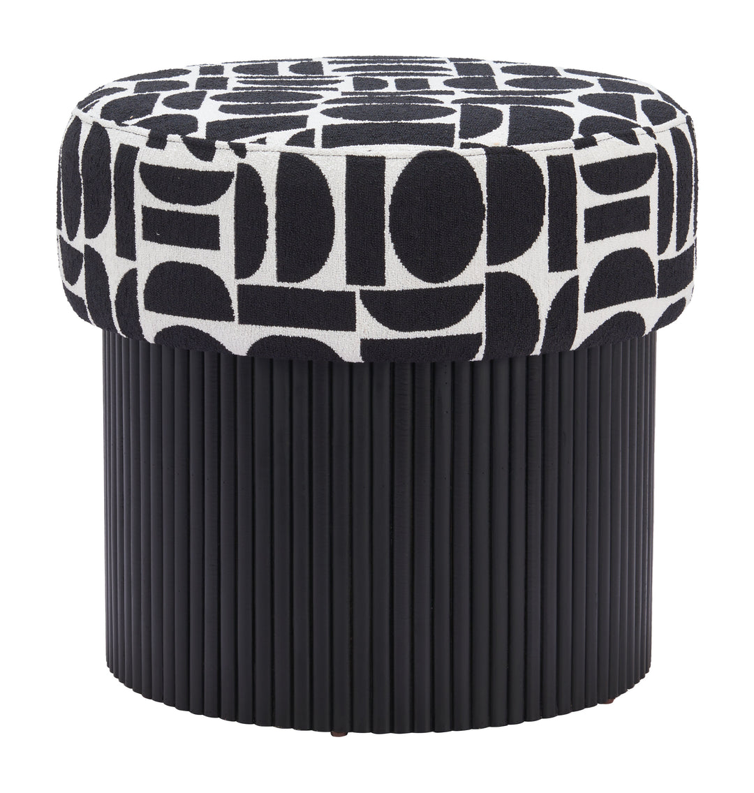Zuo Boto Storage Ottoman Black & White