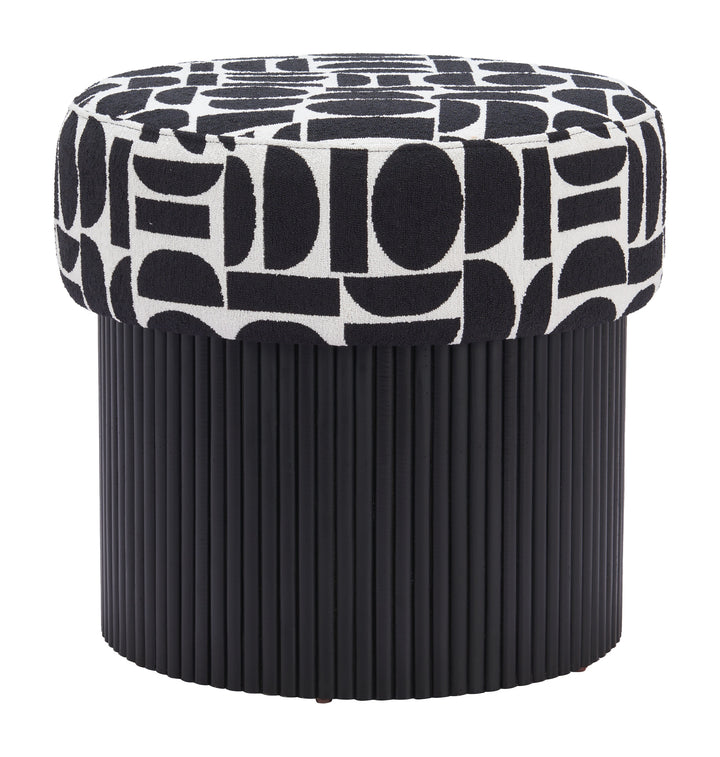 Zuo Boto Storage Ottoman Black & White