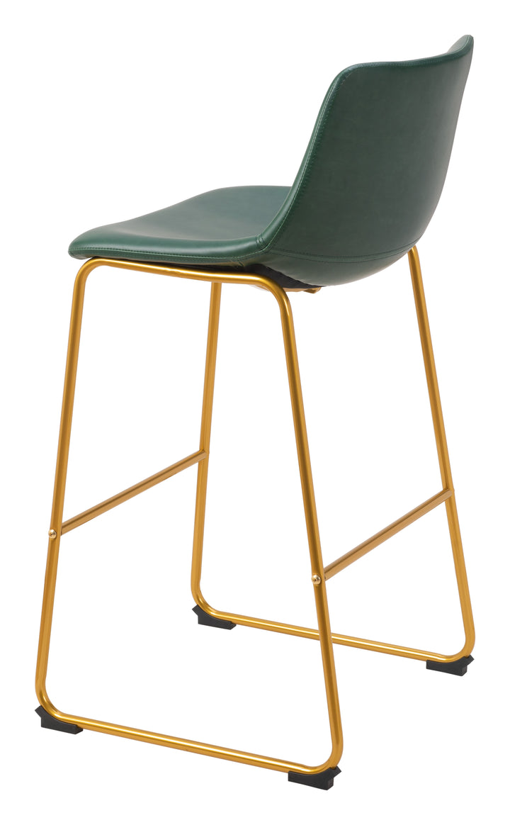 Zuo Augusta Barstool (Set of 2) Green & Gold