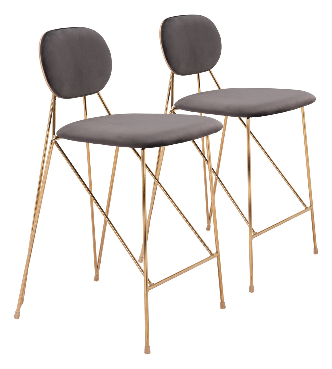 Zuo Georges Counter Stool (Set of 2) Gray & Gold