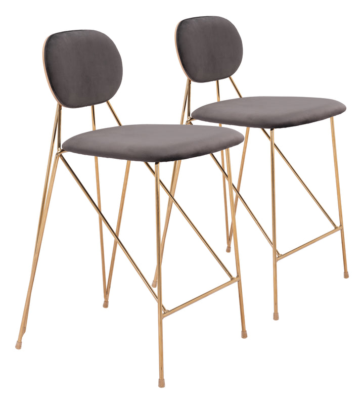 Zuo Georges Counter Stool (Set of 2) Gray & Gold