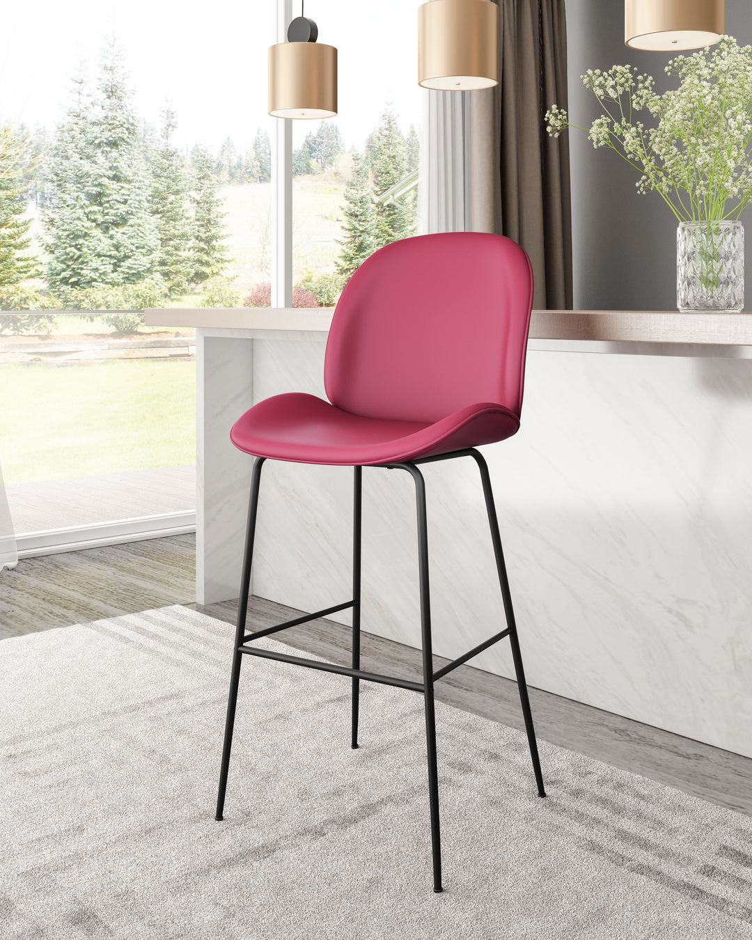 Zuo Miles Barstool Red