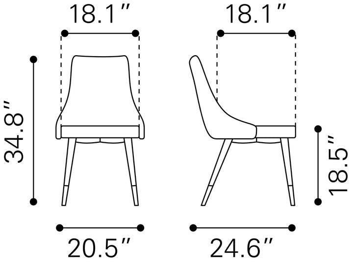 Zuo Piccolo Dining Chair (Set of 2) Pink