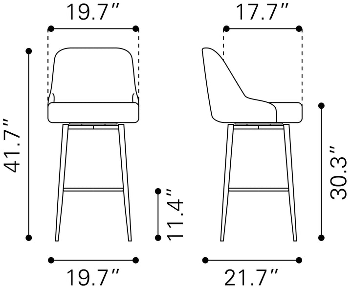 Zuo Keppel Swivel Barstool Black & Bronze