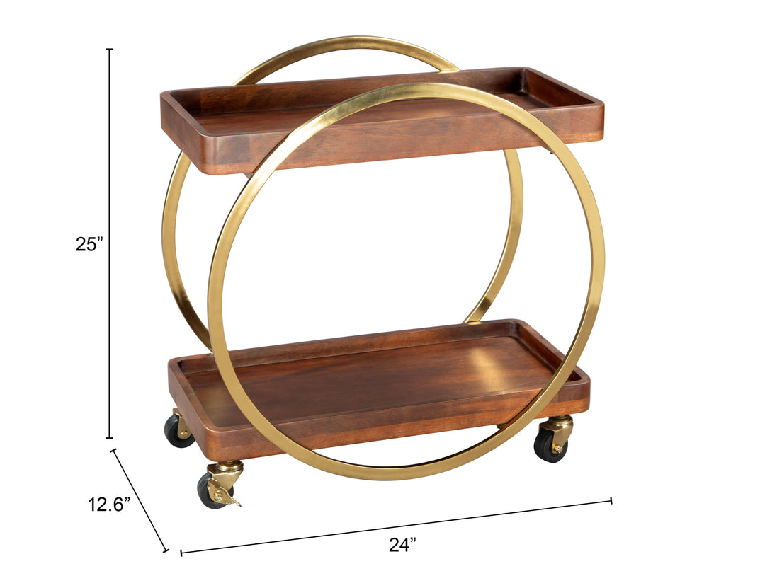 Zuo Arenas Bar Cart Brown