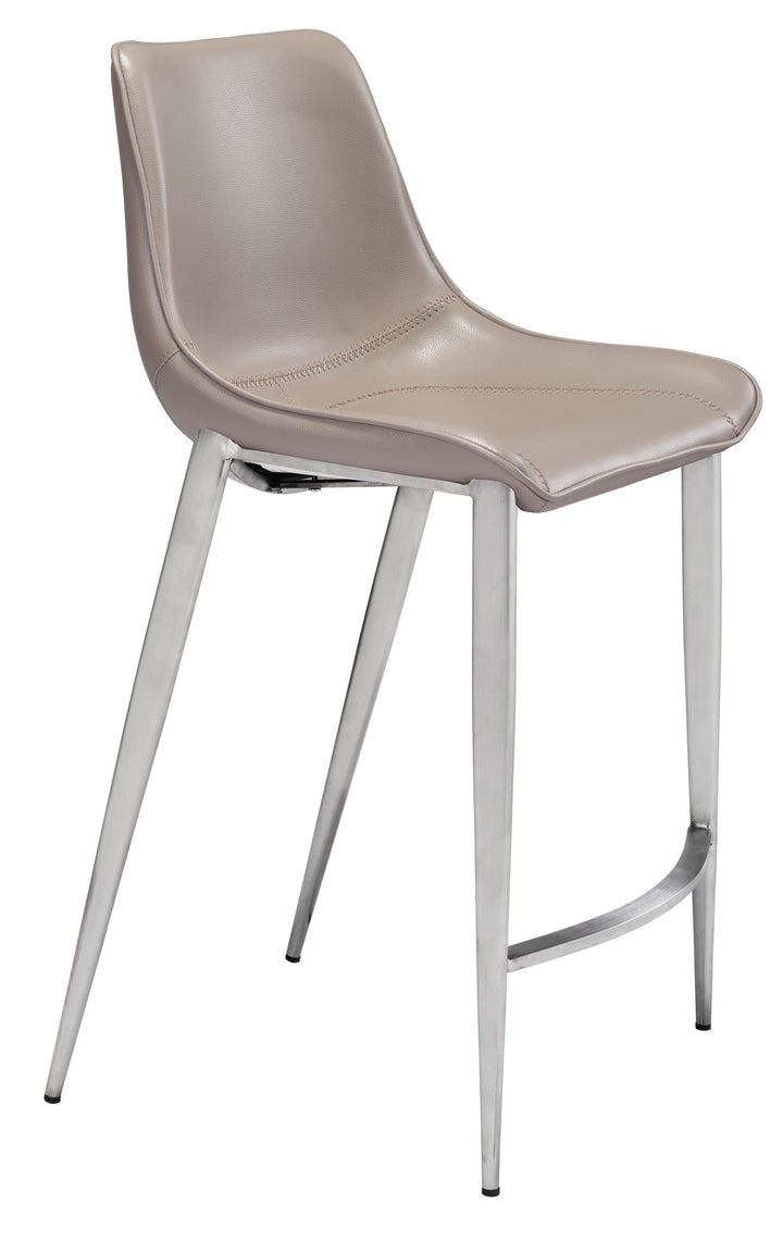 Zuo Magnus Counter Stool (Set of 2) Brown & Silver